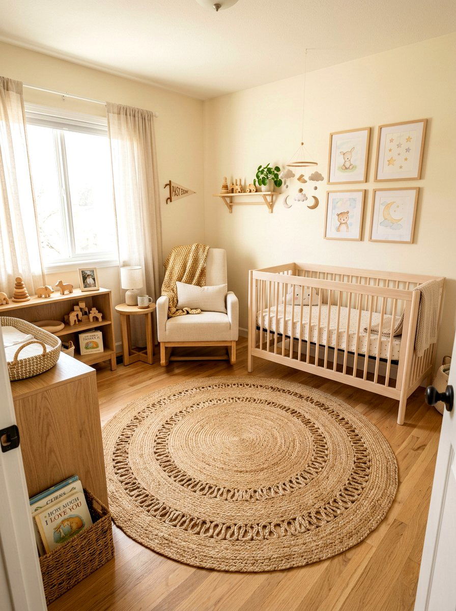 Jute rug nursery - 30 sustainable home decor ideas