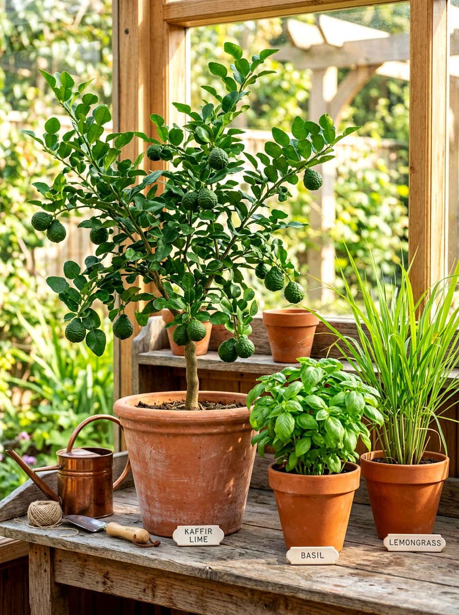 Kaffir Lime Tree Herb Garden Setup - 30 citrus patio tree ideas
