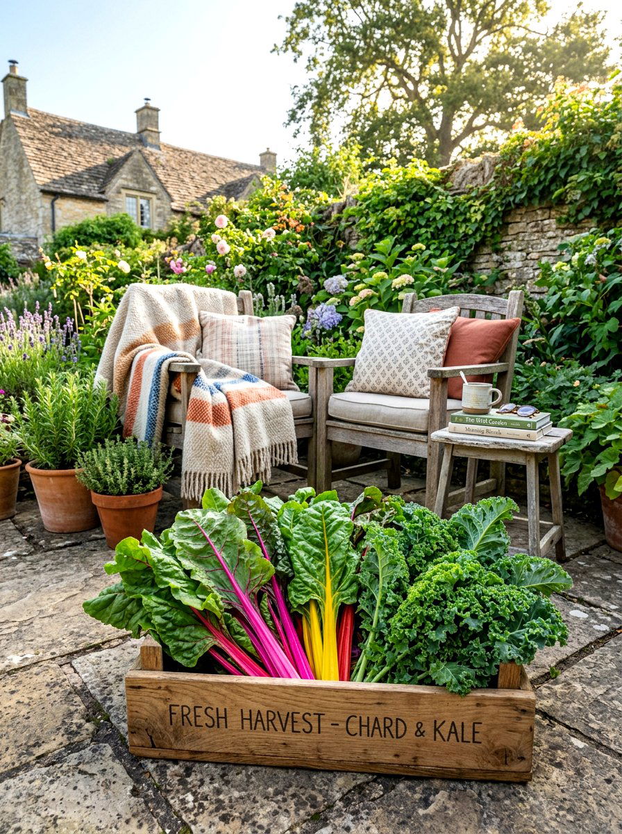 Kale And Chard Box - 30 edible patio garden ideas