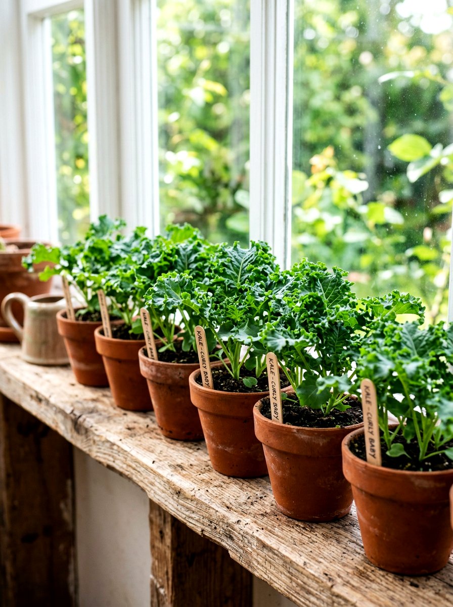 Kale Seedlings In Indoor Garden - 30 windowsill vegetable garden ideas