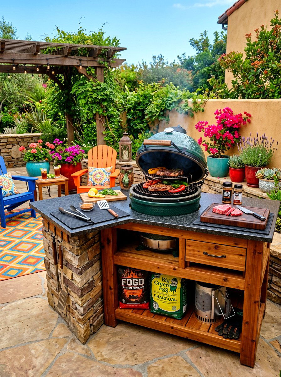 Kamado Grill Station - 30 outdoor prep station ideas