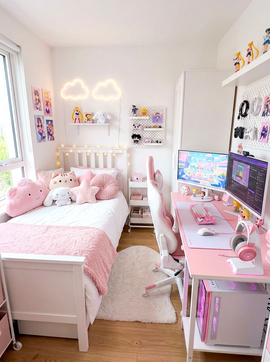 Kawaii Gamer Girl Room - 30 gamer bedroom ideas