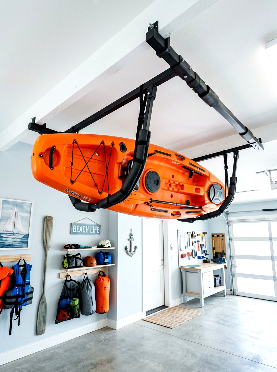 Kayak ceiling storage rack - 30 garage ceiling storage ideas