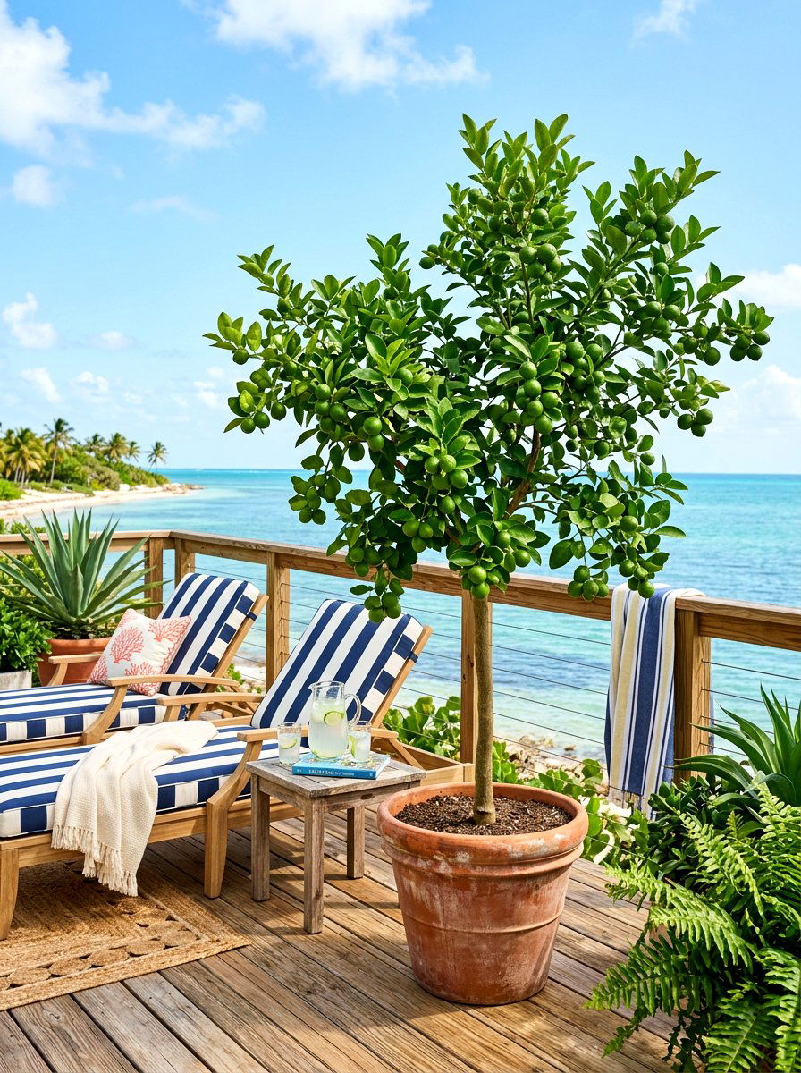 Key Lime Tree Deck - 30 potted citrus backyard ideas