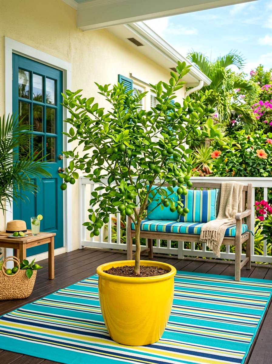 Key Lime Tree Front Porch - 30 potted citrus front entry ideas