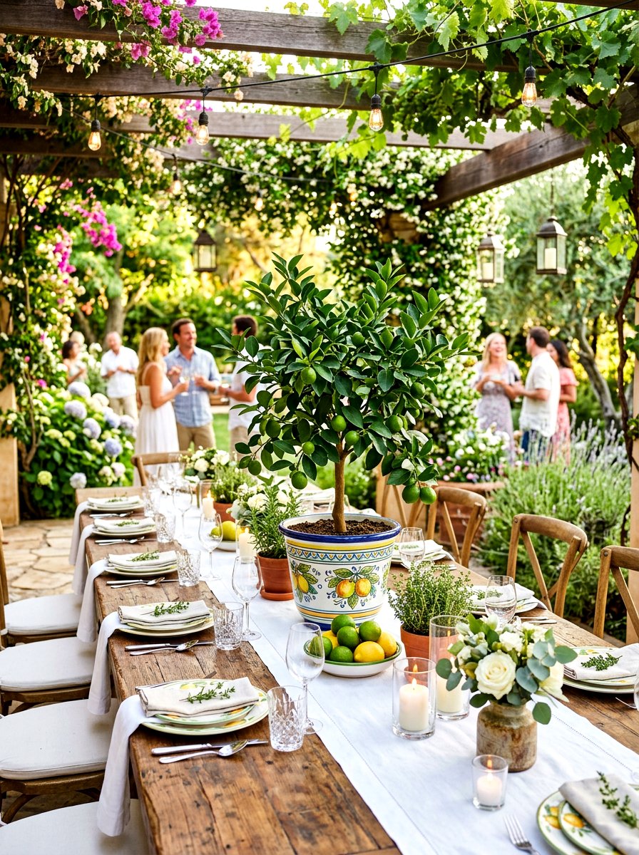 Key Lime Tree On Tabletop - 30 potted citrus patio ideas