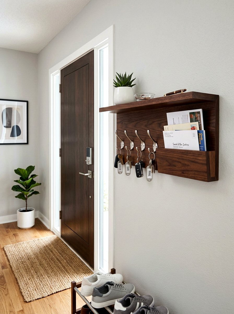 Key rack shelf - 30 drop zone shelf ideas