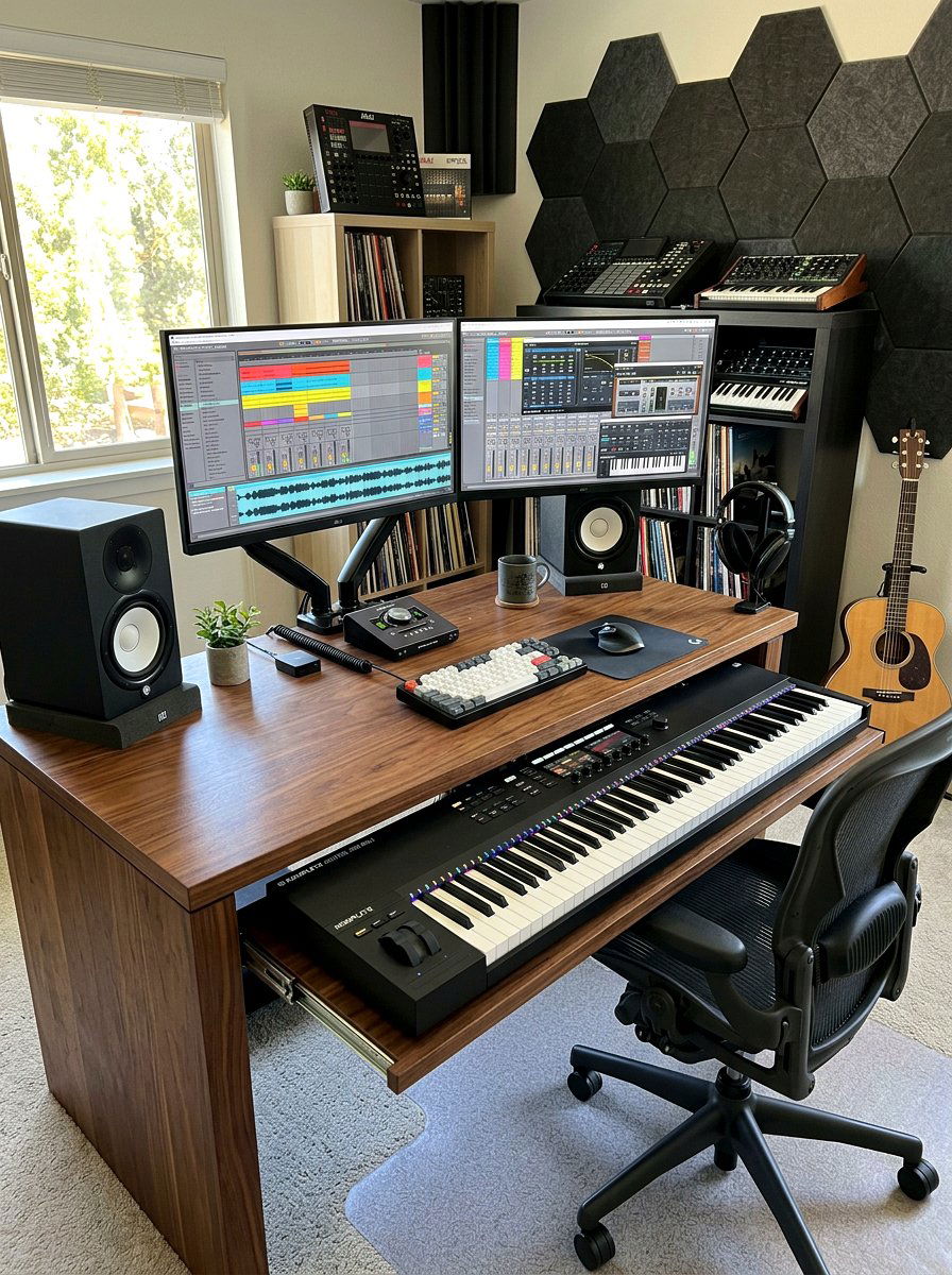 Keyboard workstation setup - 30 music room ideas