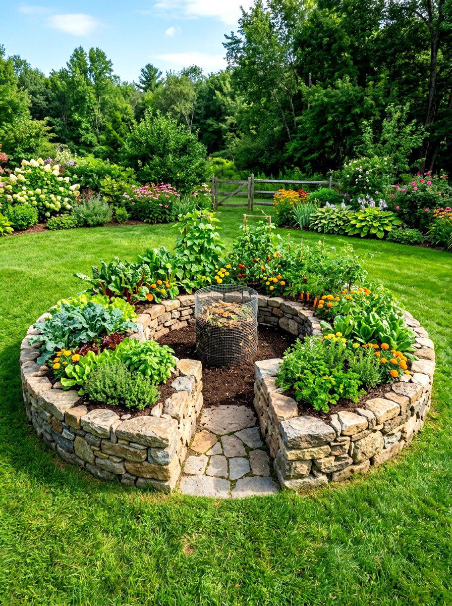 Keyhole Garden - 30 organic vegetable garden ideas