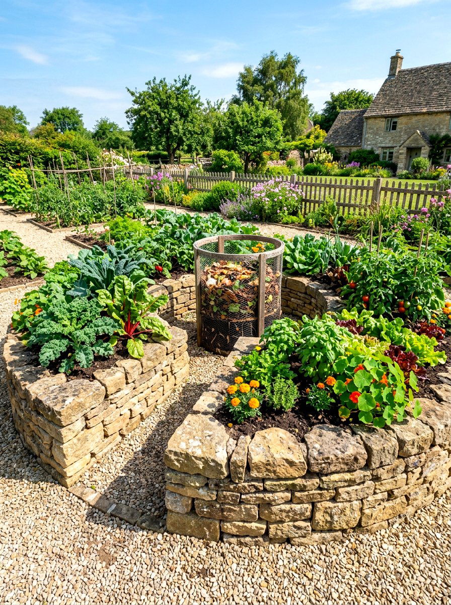 Keyhole Garden Bed - 30 kitchen vegetable garden ideas