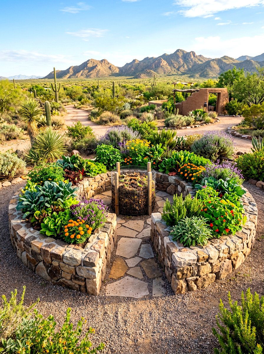 Keyhole Garden - 30 easy vegetable garden ideas