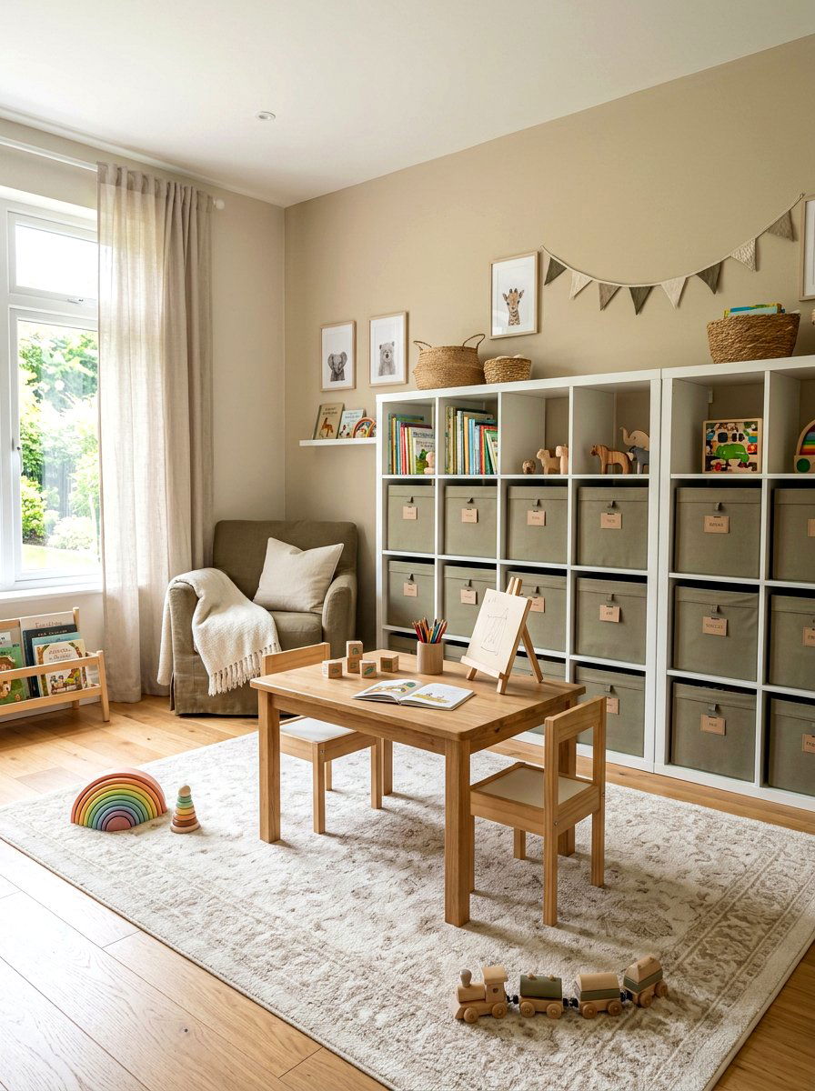 Khaki Kids Playroom - 30 layered neutral decor ideas