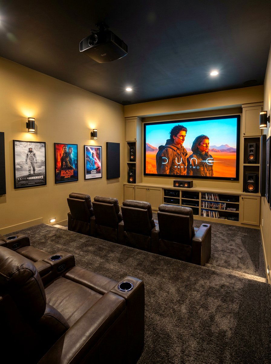 Khaki Media Room - 30 warm neutral paint ideas