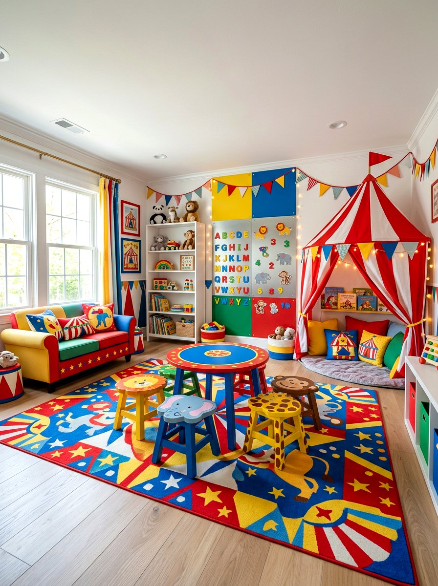 Kid Friendly Circus Living Room - 30 circus inspired living room ideas