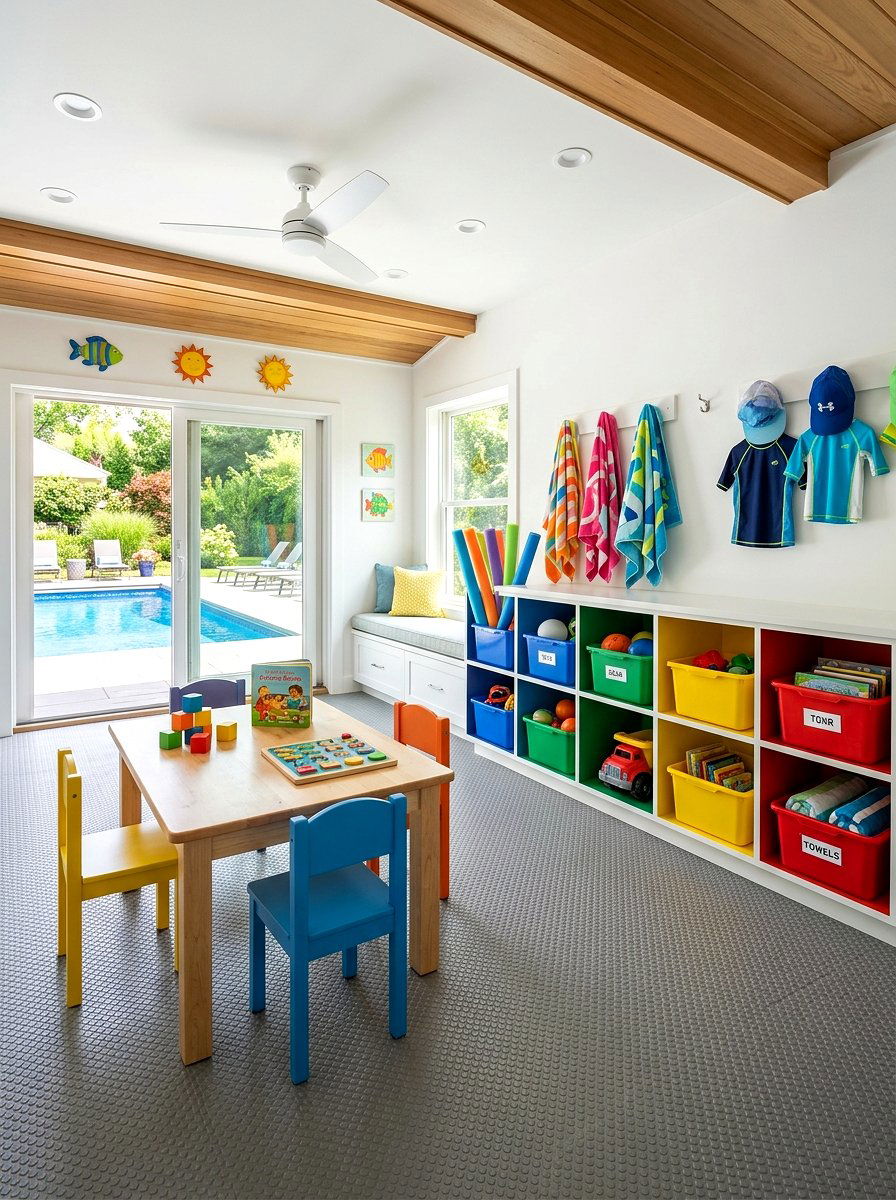 Kid Friendly Pool House - 30 pool house decor ideas