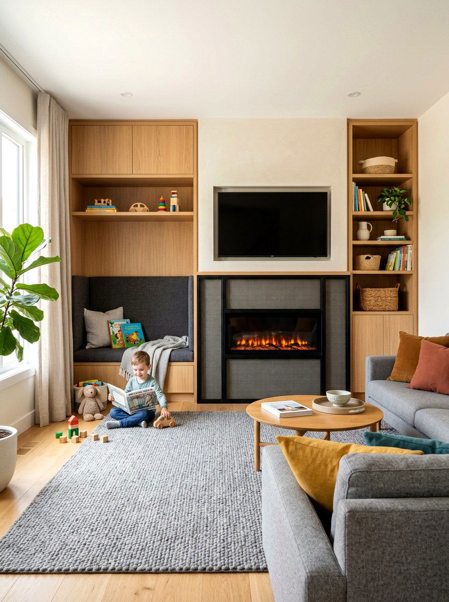 Kid safe fireplace living room - 30 family friendly living room ideas