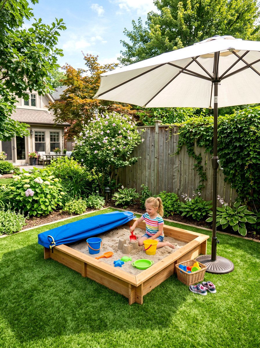 Kid sandbox area - 30 backyard corner ideas