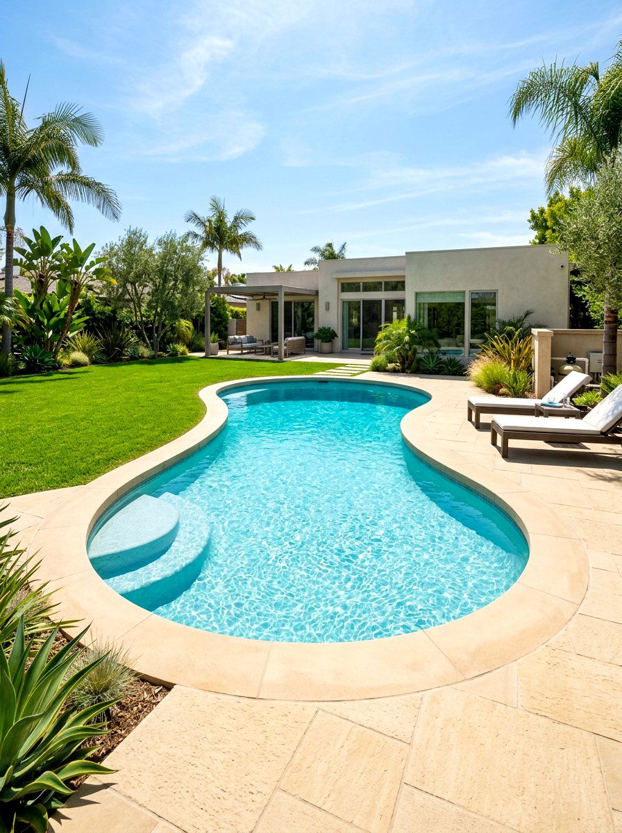 Kidney pool with salt water system - 30 kidney shaped pool ideas