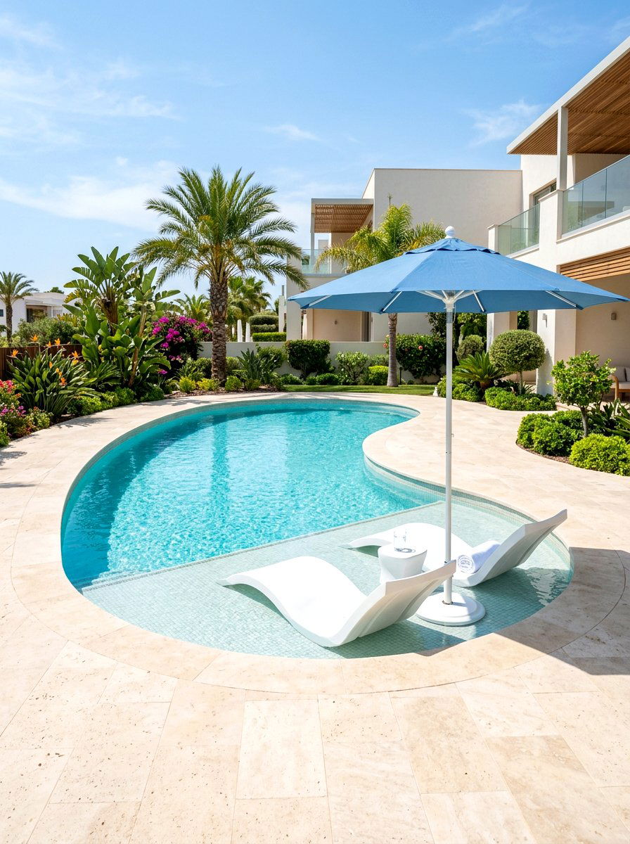 Kidney pool with tanning ledge - 30 kidney shaped pool ideas