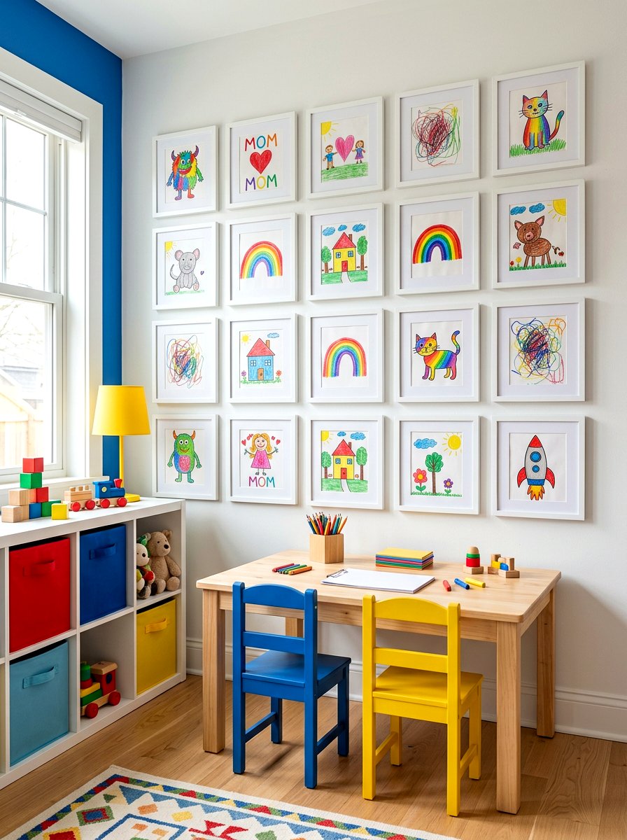 Kids Art Display - 30 gallery wall ideas