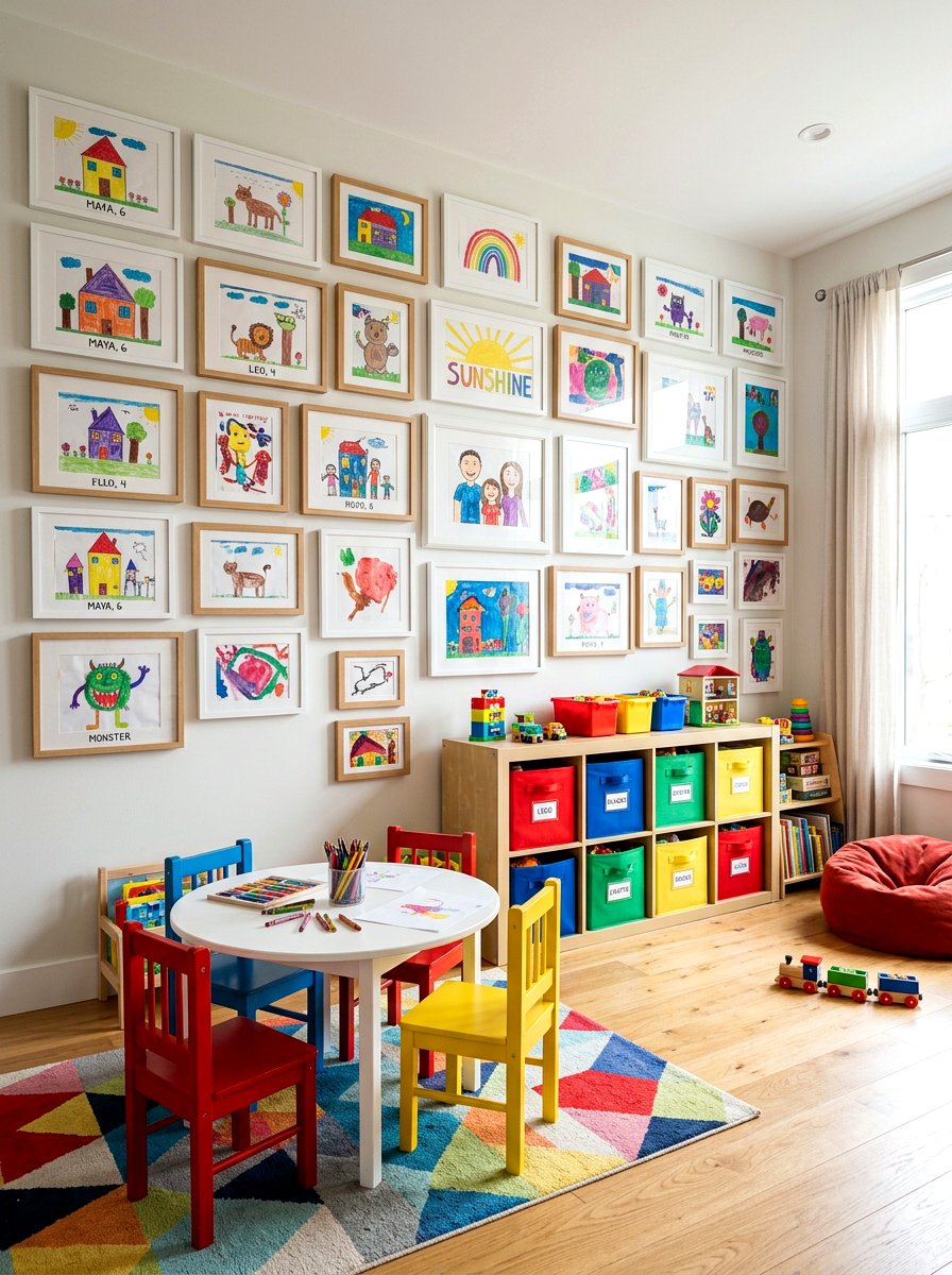 Kids Art Eclectic Display - 30 eclectic frame wall ideas