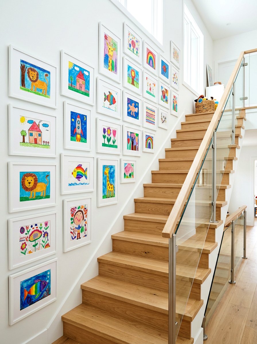 Kids Art Gallery Wall - 30 stair gallery wall ideas
