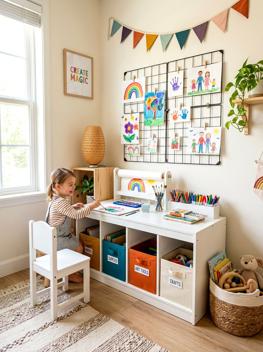 Kids Art Station - 30 toddler bedroom storage ideas