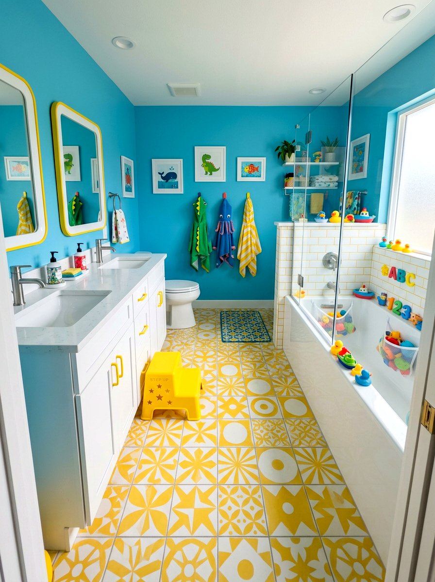 Kids Bathroom Floor - 30 peel and stick tile ideas