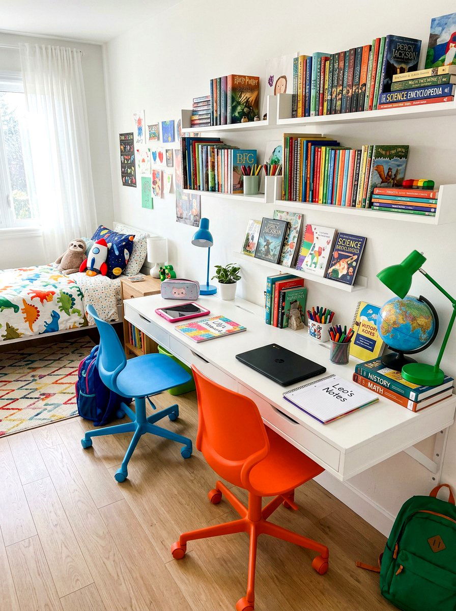 Kids Bedroom Shared Desk - 30 multipurpose room ideas