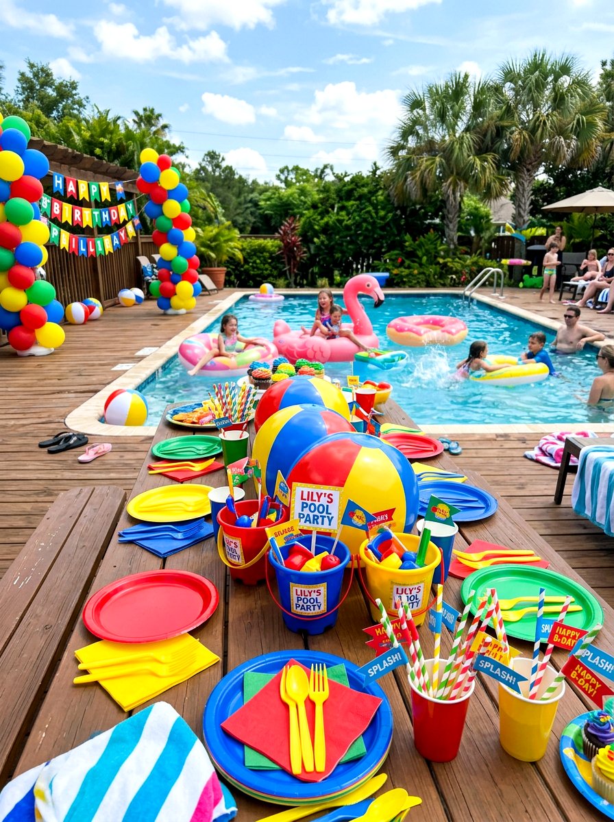 Kids Birthday Setup - 30 pool party tablescape ideas