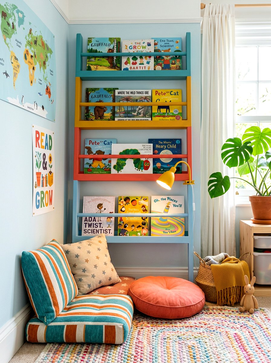 Kids Book Nook - 30 ladder shelf styling ideas