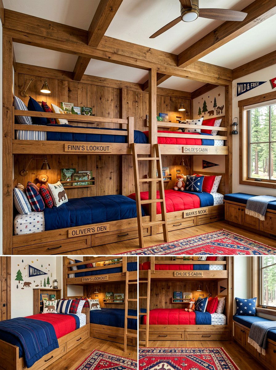 Kids Cabin Bunk Room - 30 cabin bedroom ideas