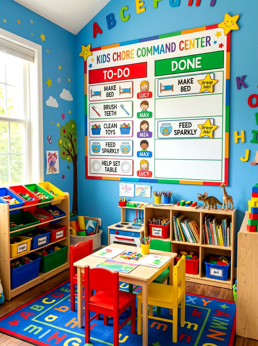 Kids Chore Command Center - 30 command center wall ideas