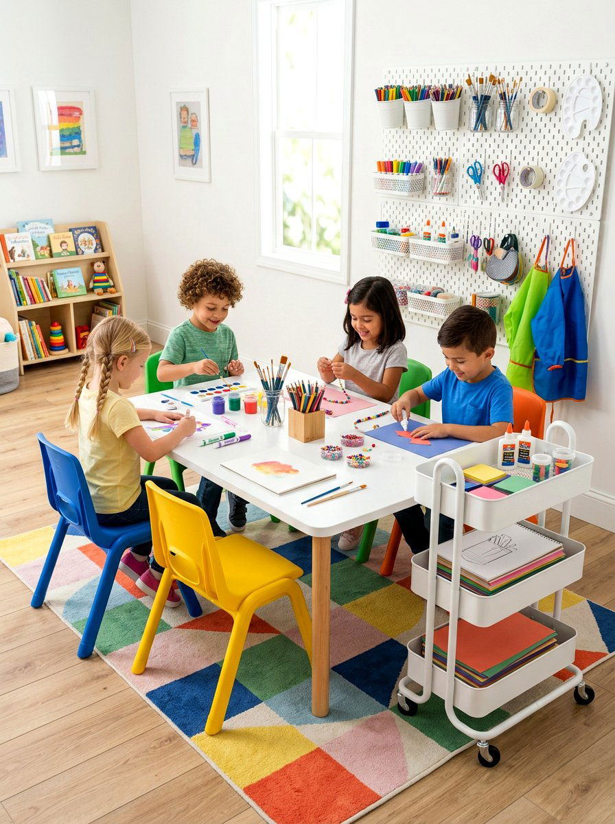 Kids Craft Table - 30 basement playroom ideas