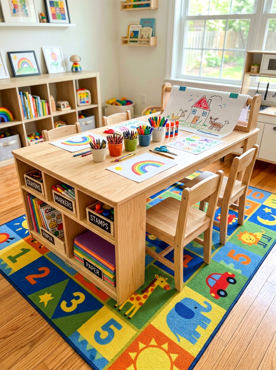 Kids Craft Table - 30 art corner ideas