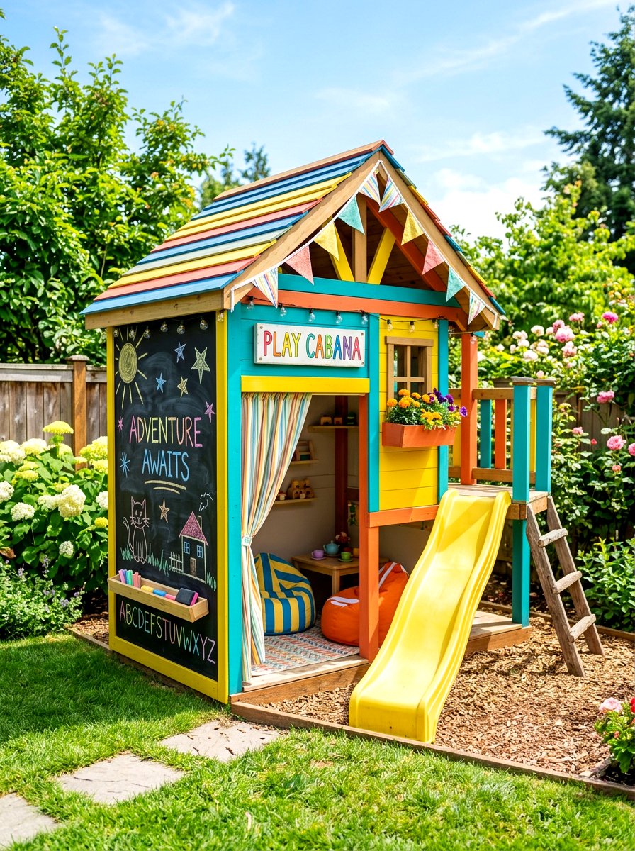Kids Friendly Backyard Play Cabana - 30 backyard cabana lounge ideas