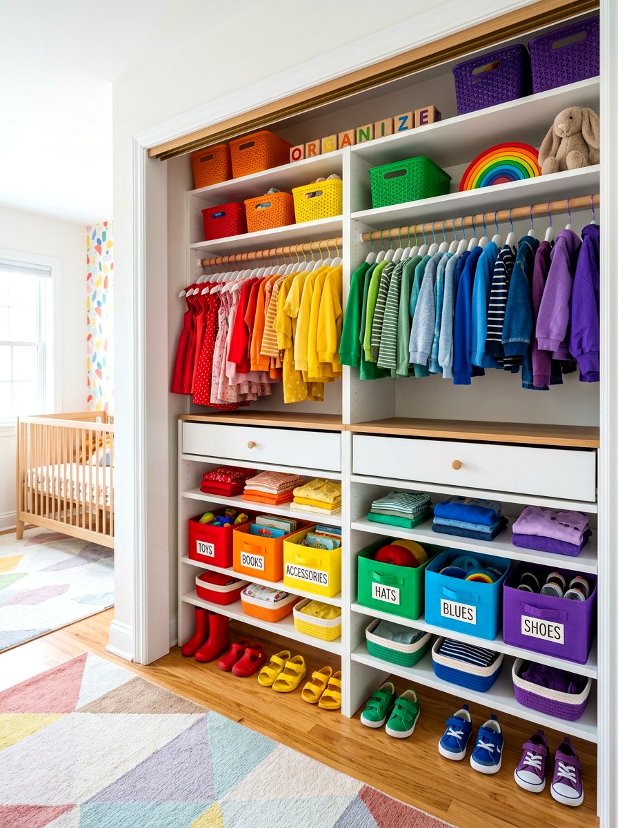 Kids Rainbow Closet - 30 color coordinated closet ideas