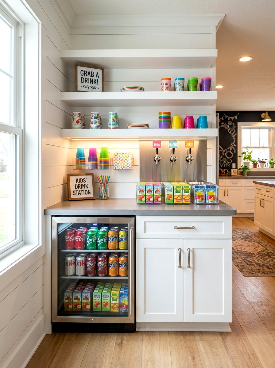 Kids Reach Soda Station - 30 kitchen beverage center ideas
