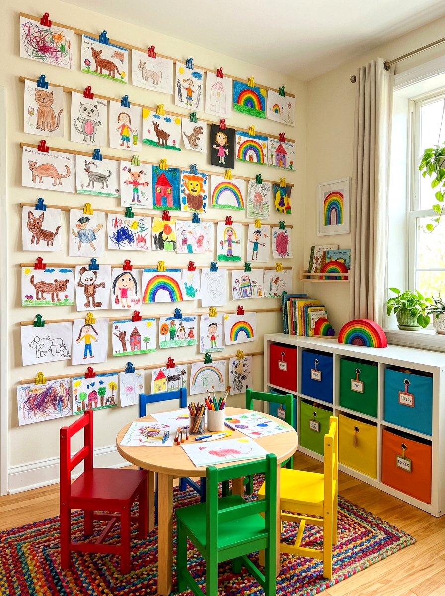 Kids Room Art - 30 bold colorful gallery wall ideas