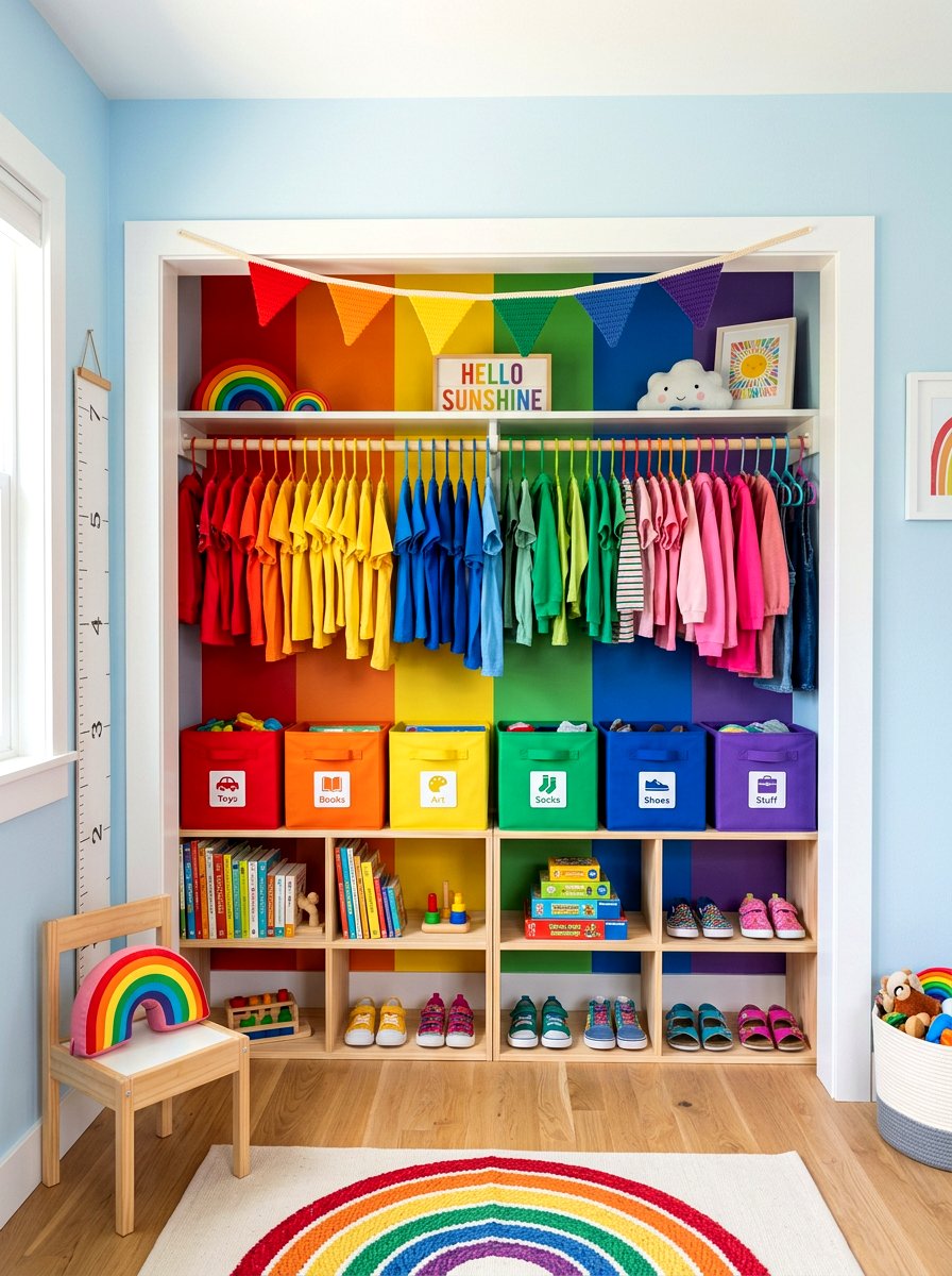 Kids Room Rainbow Closet - 30 open closet aesthetic ideas
