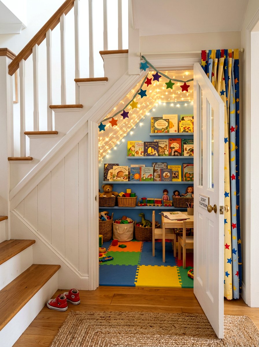 Kids Secret Playroom Nook - 30 under stairs reading nook ideas