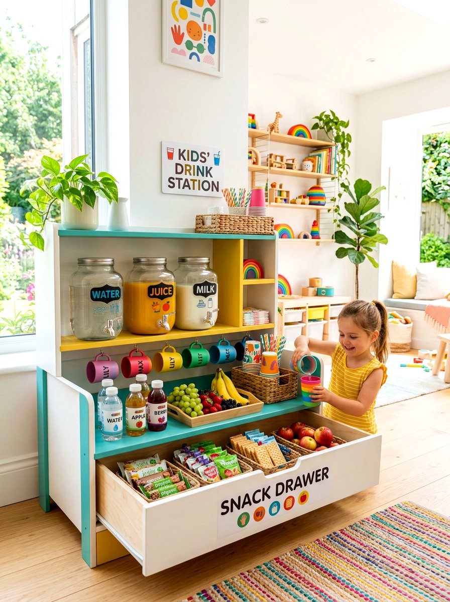 Kids Self Service Station - 30 beverage drawer ideas