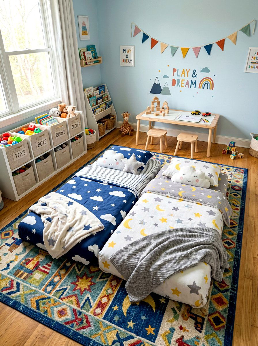 Kids Shared Floor Bed - 30 floor bed bedroom ideas