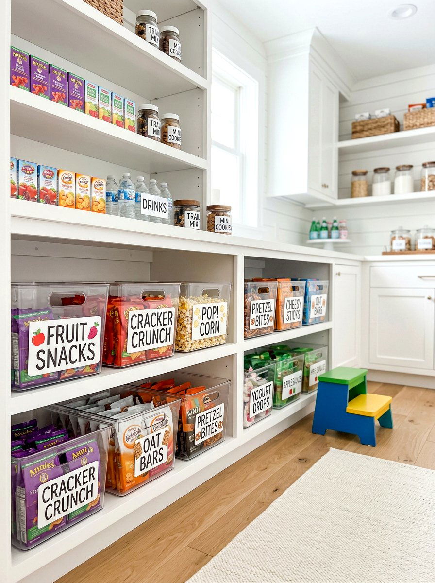Kids Snack Bin Label - 30 label system pantry ideas