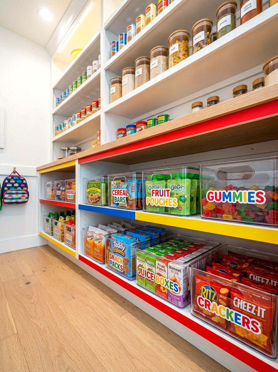 Kids Snack Bins - 30 pantry basket organization ideas