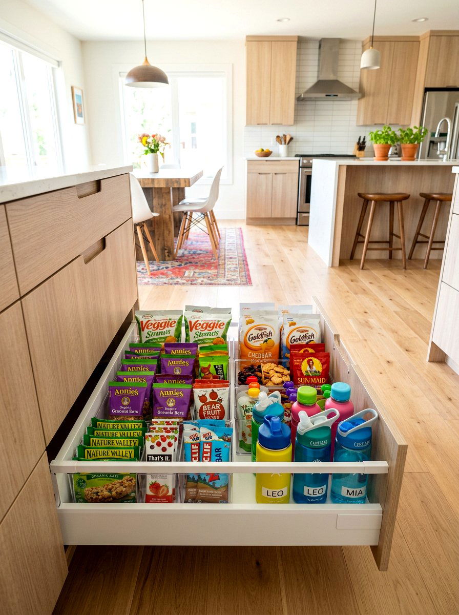 Kids Snack Drawer - 30 kitchen drawer organization ideas
