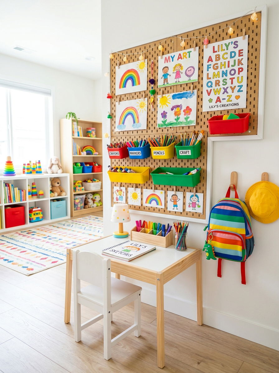 Kids Study Pegboard - 30 office pegboard ideas
