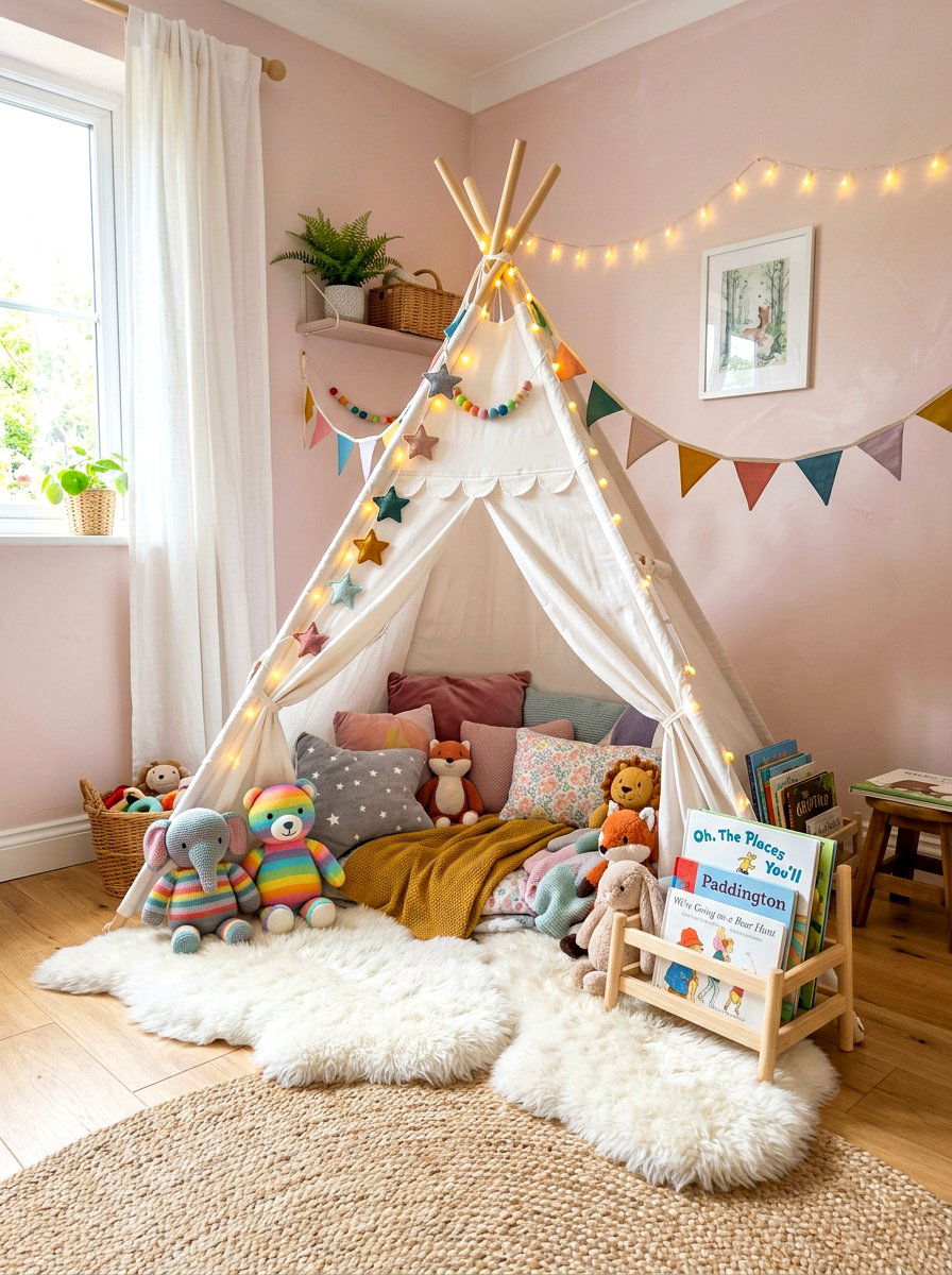 Kids Teepee Reading Corner - 30 reading corner ideas