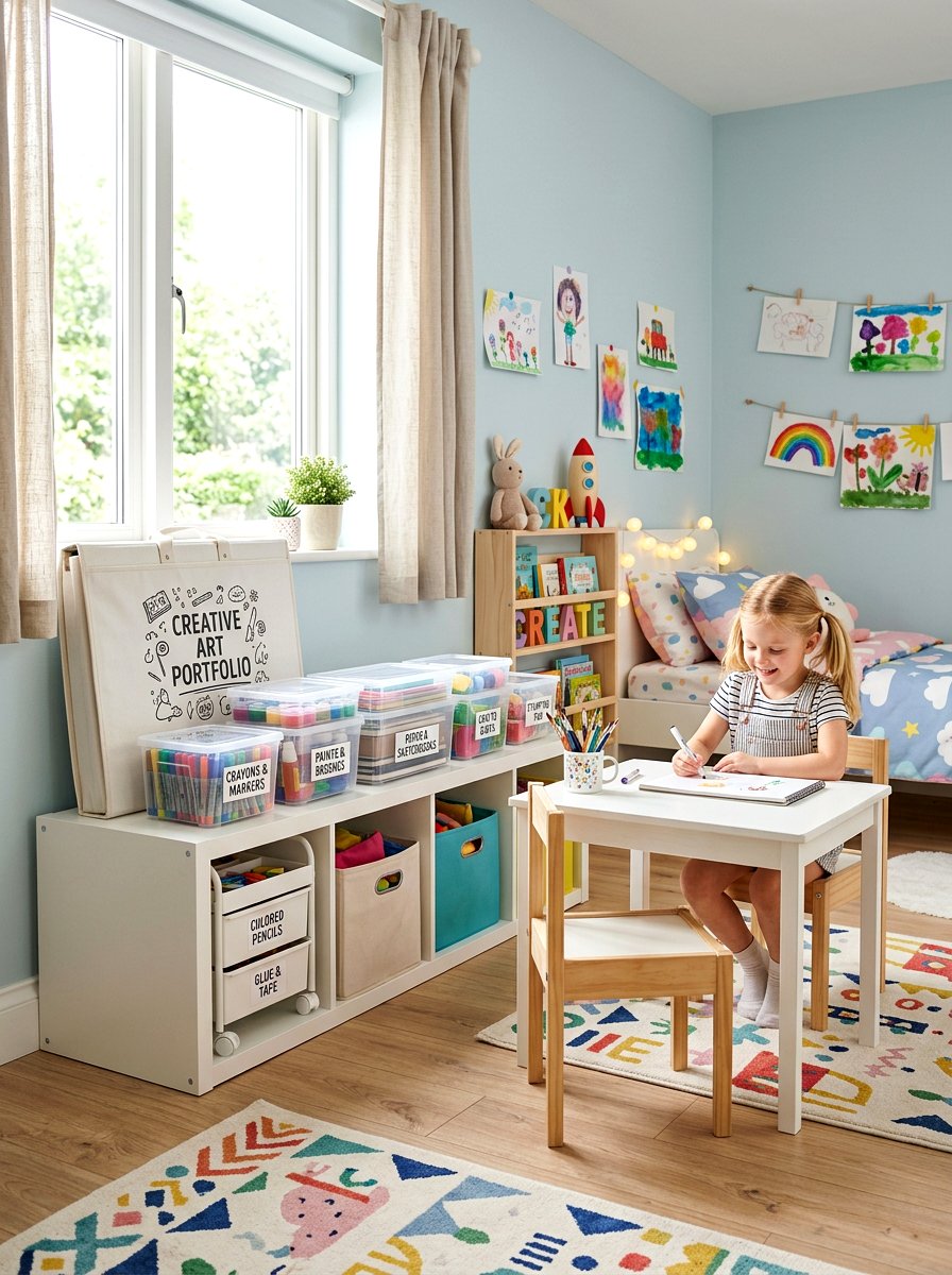 Kids art storage - 30 paper clutter organization ideas