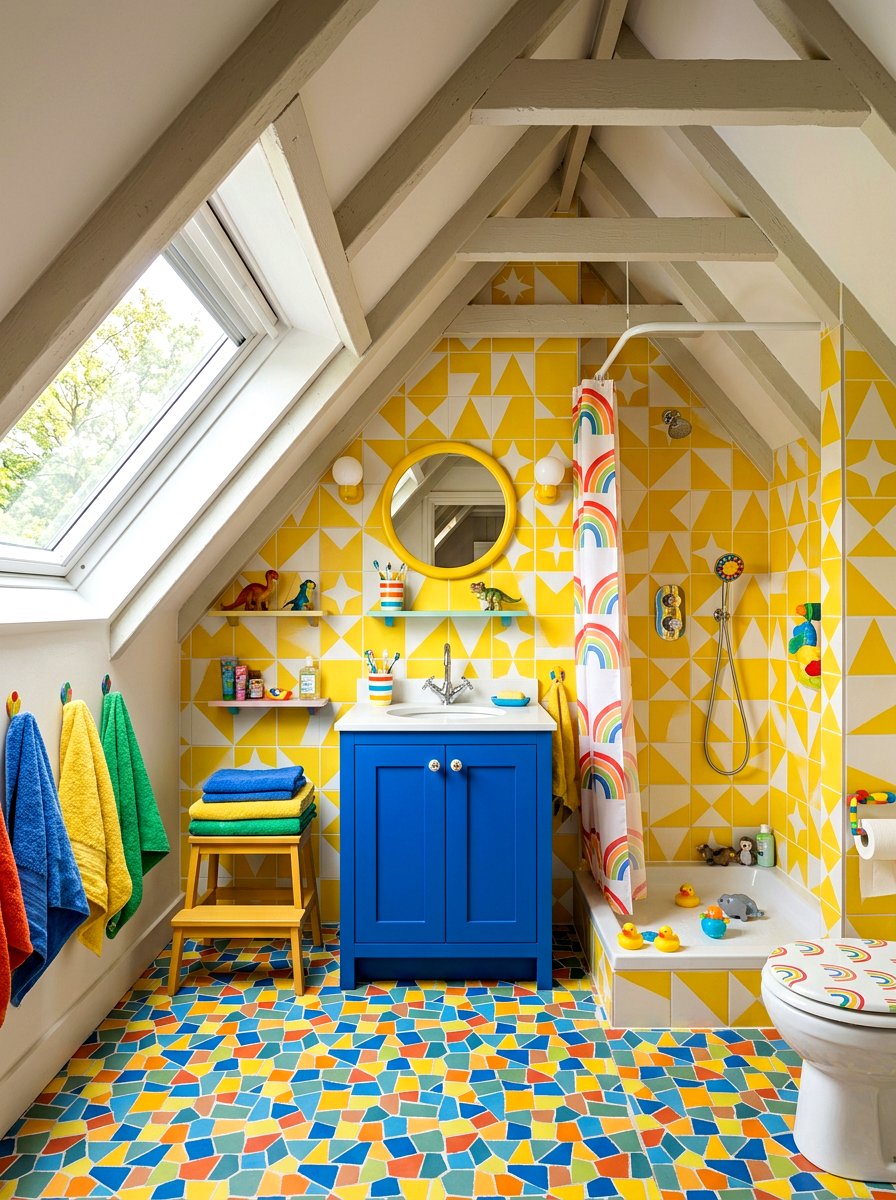 Kids attic bathroom playfulness - 30 attic bathroom ideas